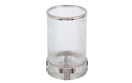 Pacific Lifestyle Silver Metal And Clear Textured Glass Tall Hurricane-70-615-SI-L 1