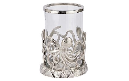 Hill Interiors Silver Octopus Candle Hurricane Lantern-22480 1