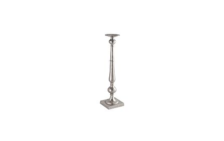 Hill Interiors Farrah Collection Silver Tall Dinner Candle Holder-21529 1