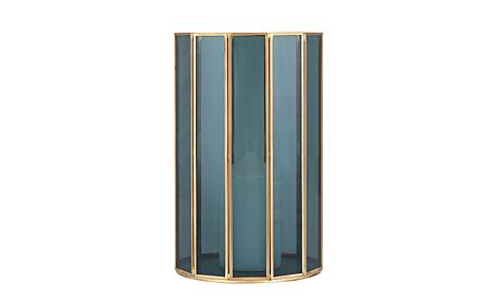 Pacific Lifestyle Smoked Glass And Brass Metal Small Round Hurricane-70-618-S 1