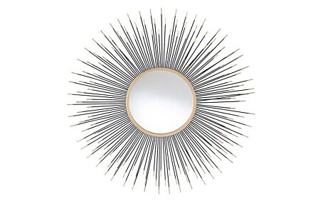 Pacific Lifestyle Black and Gold Metal Starburst Round Wall Mirror-SKU: 73-092-BK 1