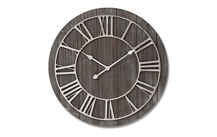 Hill Interiors Wooden Clock with Nickel Detail-18765 1