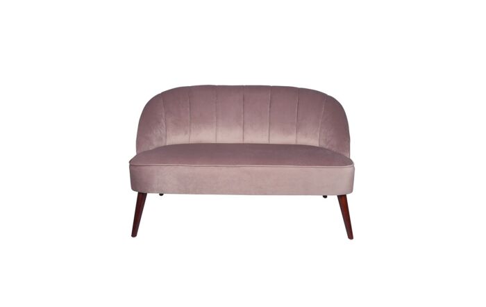 Pacific Lifestyle Blush Pink Velvet Sofa with Walnut Effect Leg