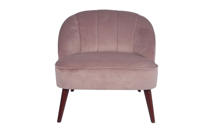 Pacific Lifestyle Blush Pink Velvet Chair with Walnut Effect Leg
