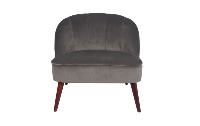 Pacific Lifestyle Dove Grey Velvet Chair with Walnut Effect Leg