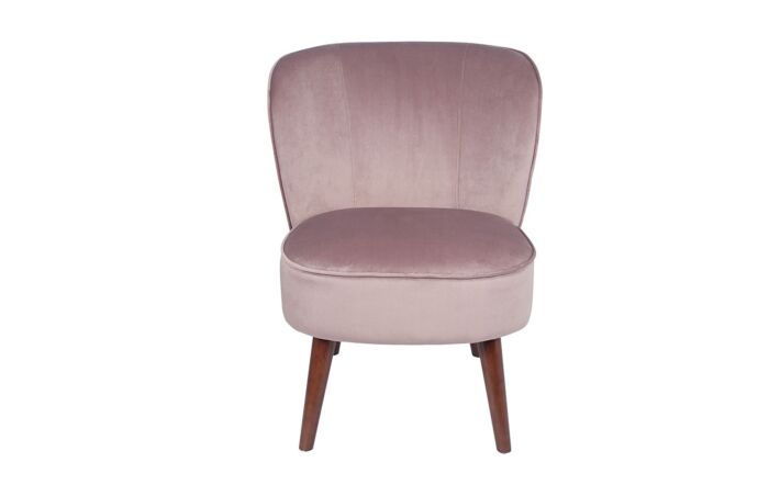 Pacific Lifestyle Blush Pink Velvet Chair with Walnut Effect Legs