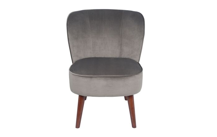Pacific Lifestyle Dove Grey Velvet Chair with Walnut Effect Legs