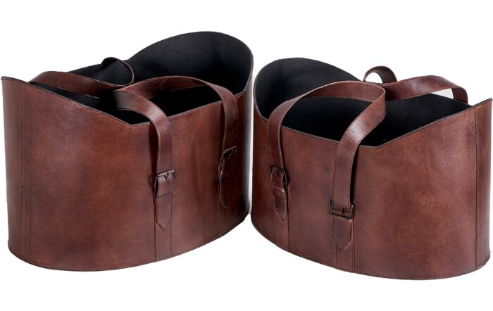 Pacific Lifestyle Alessio Mahogany Leather Set Of 2 Handled Storage-15-271-MA