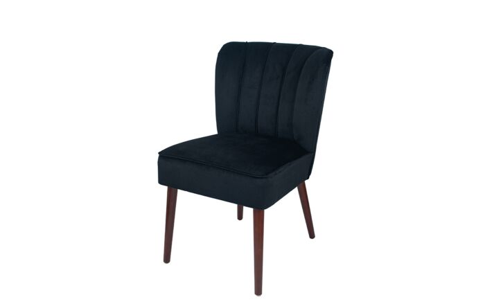 Pacific Lifestyle Ravenna Black Velvet Dining Chair Walnut Effect Legs-15-283-BK