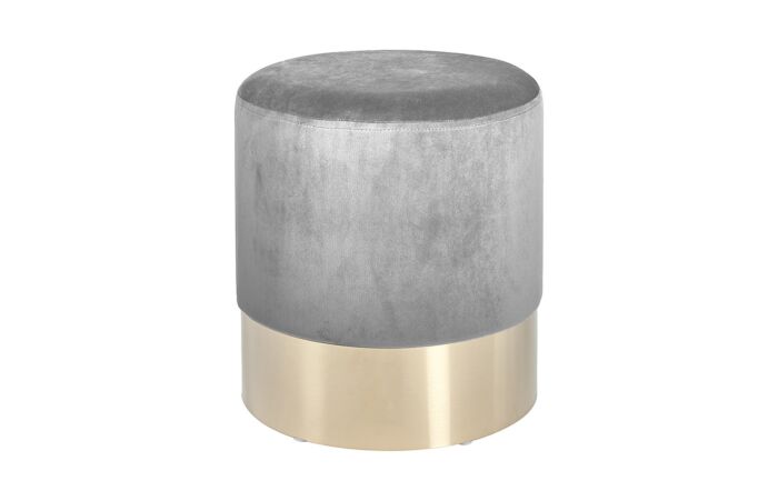 Pacific Lifestyle Juliana Dove Grey Velvet Pouffe with Gold Base