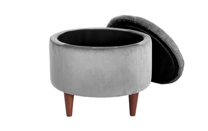 Pacific Lifestyle Alena Dove Grey Velvet Buttoned Pouffe with Storage-15-292-DG