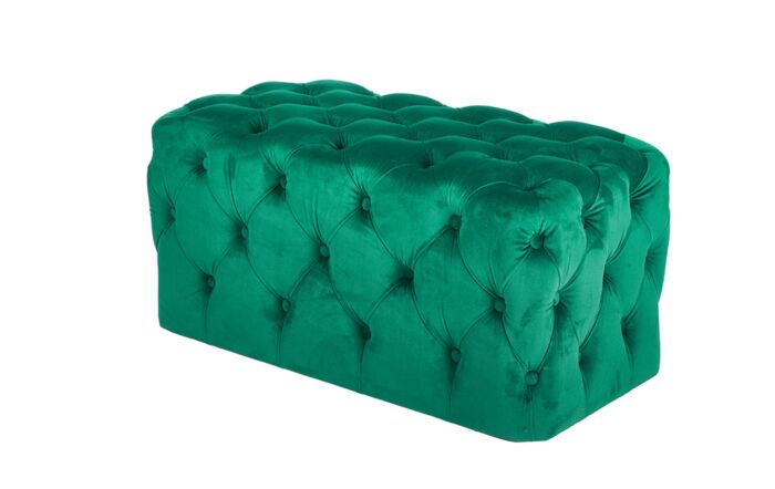 Pacific Lifestyle Seraphina Forest Green Velvet Buttoned Rectangular Ottoman
