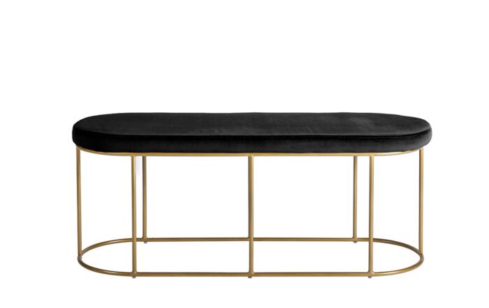 Pacific Lifestyle Nino Black Velvet Bench with Gold Metal Frame-15-295-BK