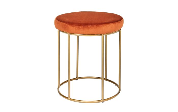 Pacific Lifestyle Verena Tobacco Velvet Stool with Gold Metal Frame-15-296-TO