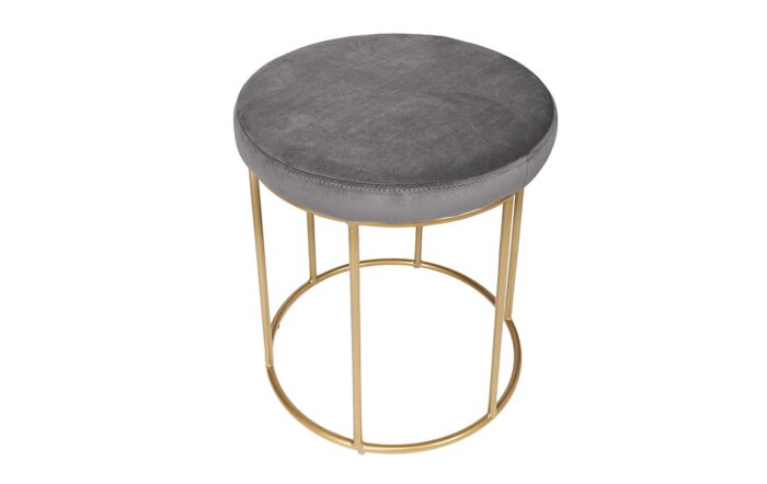 Pacific Lifestyle Verena Dove Grey Velvet Stool with Gold Metal Frame