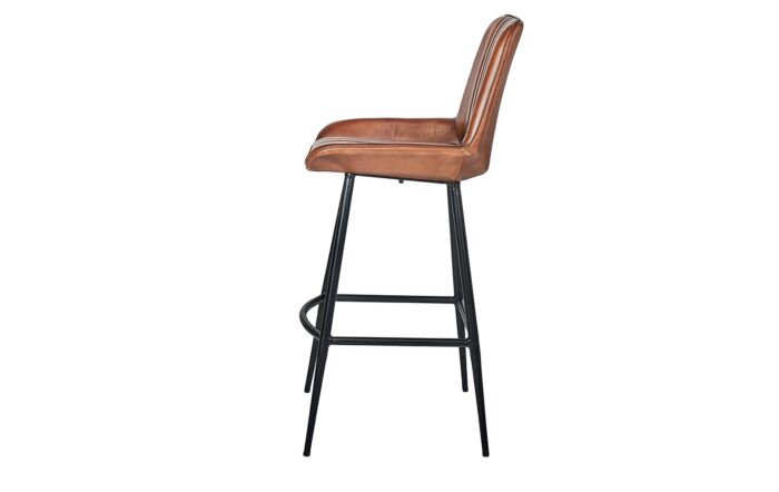 Pacific Lifestyle Angelo Vintage Brown Leather and Iron Retro Bar Stool-15-298-VB