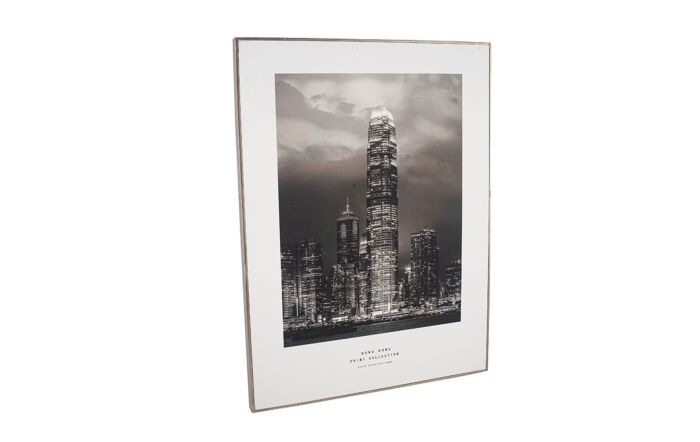 Pacific Lifestyle Mono Hong Kong Print with Silver Frame