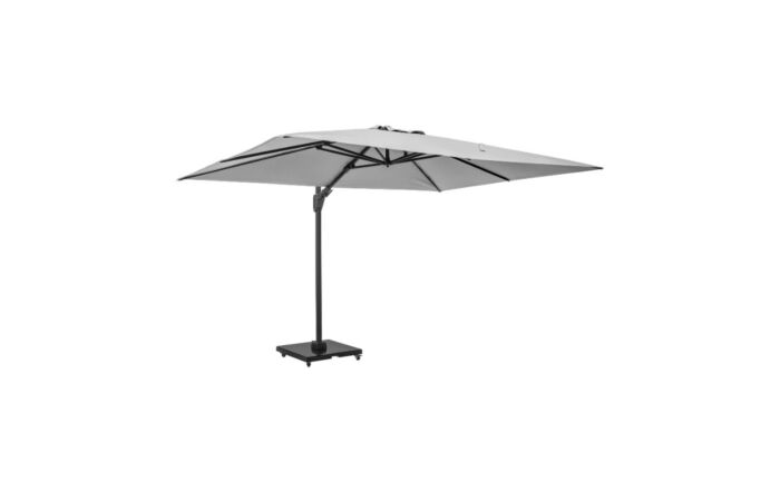 Pacific Lifestyle Challenger T2 3.5 x 2.6m Rectangular Luna Grey Free Arm Parasol With 90kg Wheeled Base-18-304-LG & 18-125