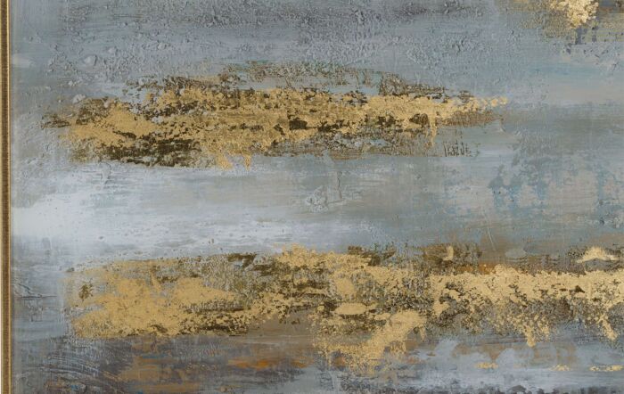 Hill Interiors Large Abstract Grey And Gold Glass Image With Gold Frame-19979 1