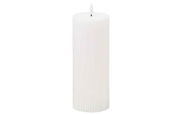 Hill Interiors Luxe Collection Natural Glow 3X8 Textured Ribbed LED Candle