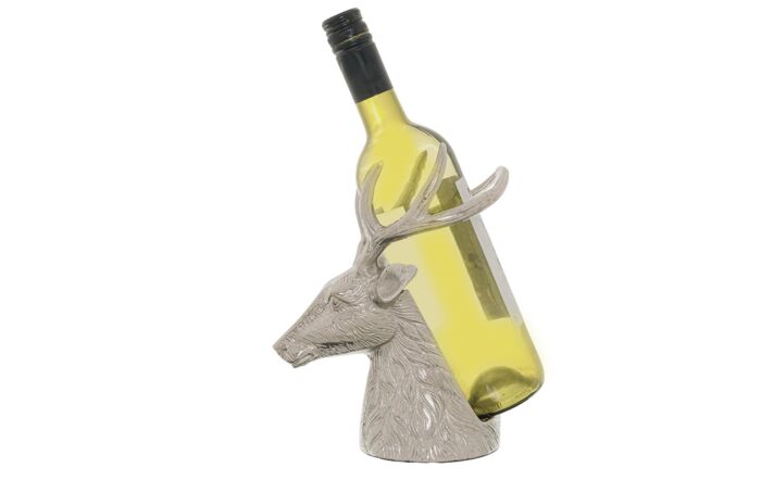Hill Interiors Silver Stag Wine Bottle Holder-22236
