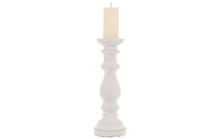 Hill Interiors Matt White Large Ceramic Column Candle Holder-22255 1