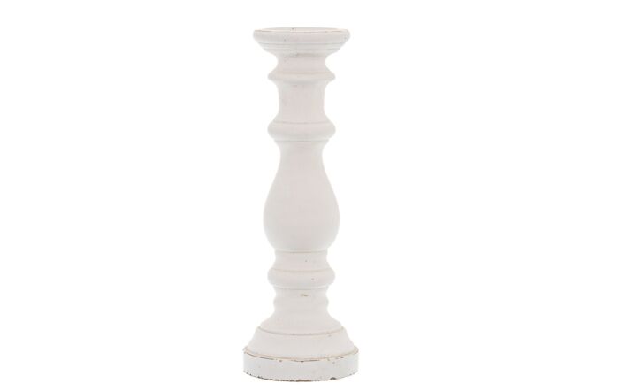 Hill Interiors Matt White Large Ceramic Column Candle Holder-22255