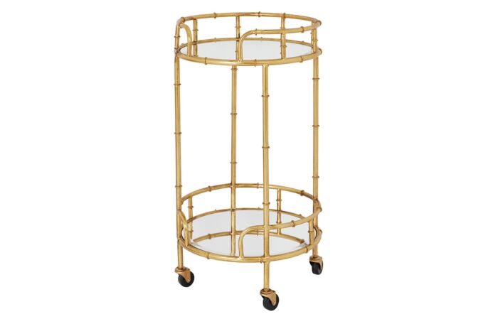 Hill Interiors Gold Round Drinks Trolley