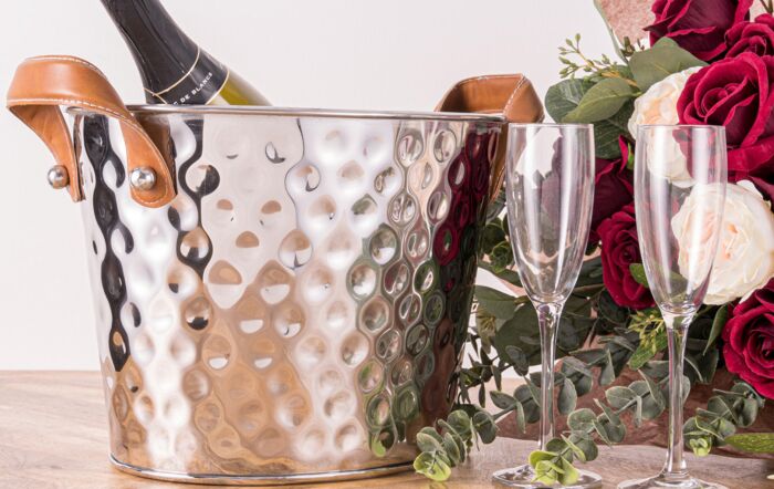 Hill Interiors Silver Leather Handled Champagne Cooler-22570