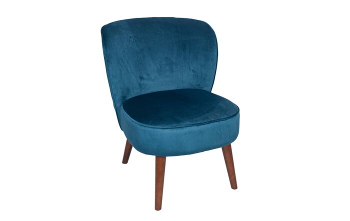 Pacific Lifestyle Rimini Sapphire Blue Velvet Chair with Walnut Effect Legs