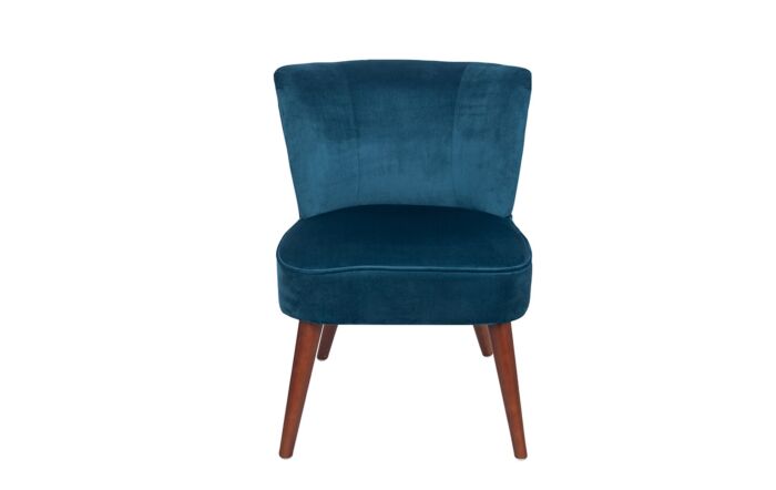 Pacific Lifestyle Positano Sapphire Blue Velvet Retro Cocktail Chair with Walnut Effect Legs