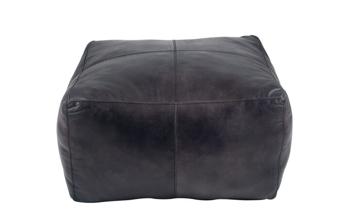 Pacific Lifestyle Matteo Steel Grey Leather Square Pouffe