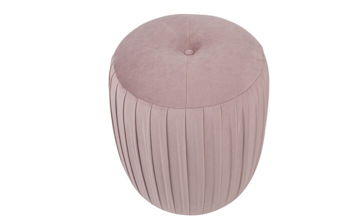 Pacific Lifestyle Bibbiana Blush Pink Velvet Buttoned Cylinder Pouffe
