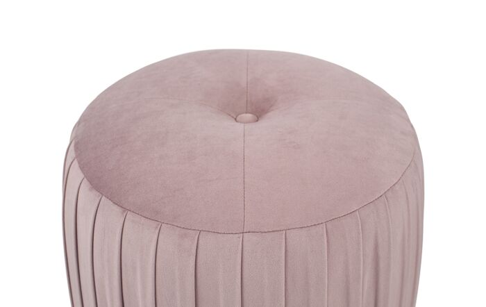 Pacific Lifestyle Bibbiana Blush Pink Velvet Buttoned Cylinder Pouffe-15-278-BP