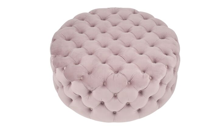 Pacific Lifestyle Vittoria Blush Pink Velvet Round Buttoned Pouffe-15-279-BP