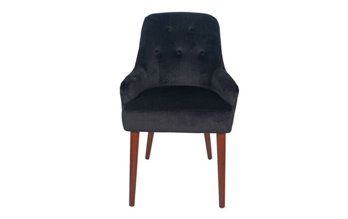 Pacific Lifestyle Antoinette Black Velvet Armed Dining Chair Walnut Effect Legs
