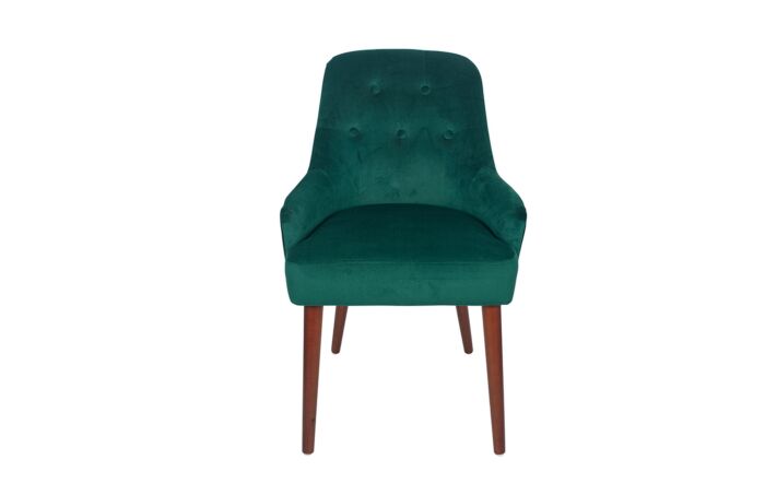 Pacific Lifestyle Antoinette Forest Green Velvet Dining Chair Walnut Effect Legs