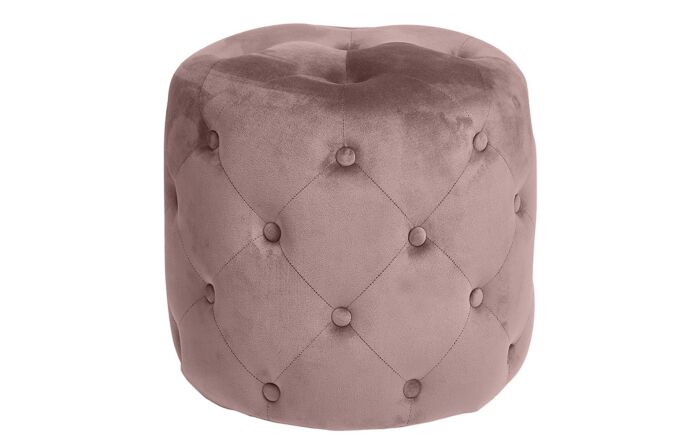 Pacific Lifestyle Rosalia Blush Pink Velvet Buttoned Pouffe
