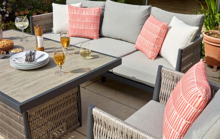 Bramblecrest Mauritius 3 Seat Sofa Set with Rectangle Adjustable Table - Grey-X23AMACDTS1 1