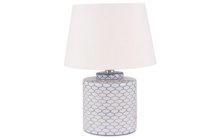 Pacific Lifestyle Grey and Blue Detail Ceramic Table Lamp