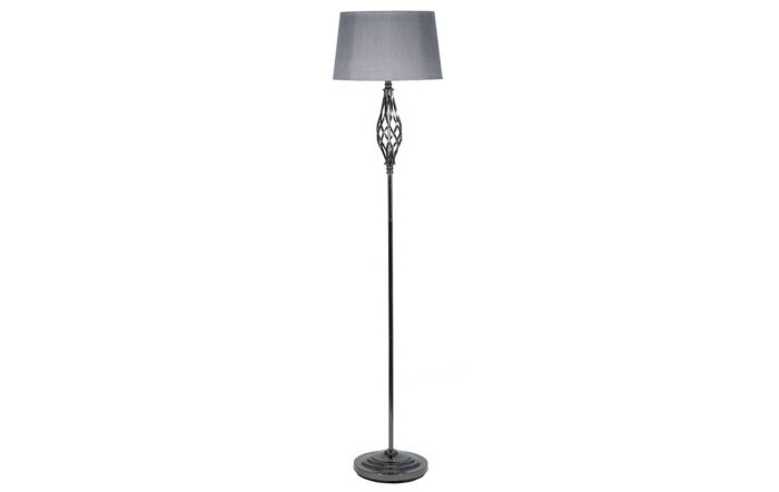 Pacific Lifestyle Jenna Black Chrome Metal Twist Detail Floor Lamp