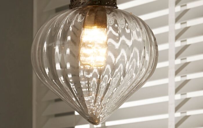 Pacific Lifestyle Gemma Clear Glass and Antique Brass Tear Drop Pendant-35-180