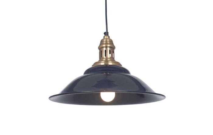 Pacific Lifestyle Macchiato Navy & Antique Brass Metal Cafe Pendant