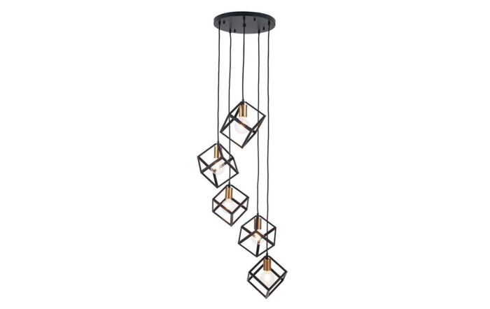 Pacific Lifestyle Alessio Matt Black Metal Five Cube Pendant-35-306