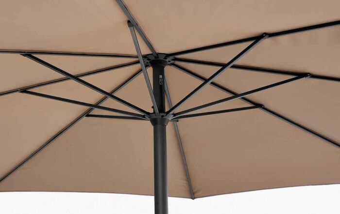 Pacific Lifestyle Riva 3.5m Round Parasol with 25kg Base - Taupe-18-120-TA / 18-205-25