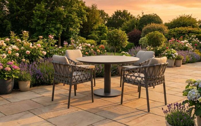 4 Seasons Outdoor Piacenza 4 Seat Round Garden Dining Set-91865/91833