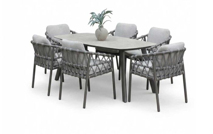 4 Seasons Outdoor Piacenza Six Seat Rectangular Garden Dining Set-91865/91837
