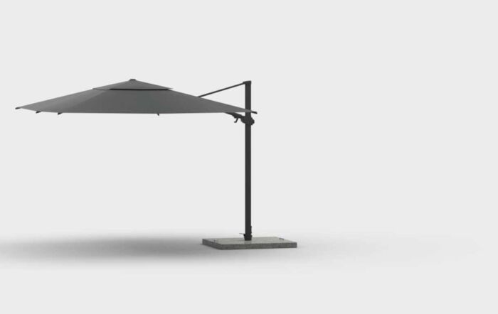 4 Seasons Outdoor Siesta Premium 3m Square Parasol with 125kg Siesta Granite Grey Base With Wheels - Charcoal-08559