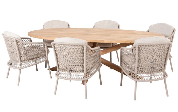 4 Seasons Outdoor Puccini 6 Seat Garden Dining Set With Ellipse Table