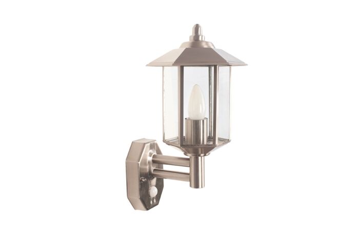 Pacific Lifestyle Bellis Brushed Steel Metal Pagoda PIR Wall Light-40-049